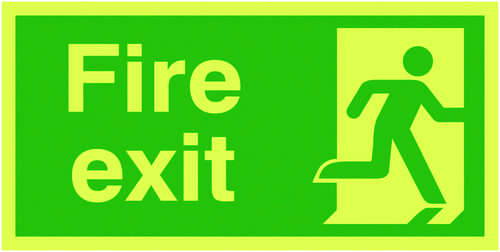 150x300mm Fire Exit Running Man Right - Nite Glo Self Adhesive