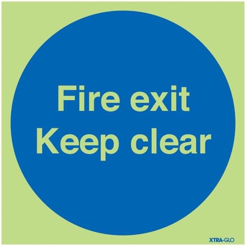 150x150mm Fire Exit Keep Clear - Xtra Glo Rigid