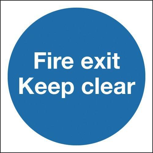 150x150mm Fire Exit Keep Clear - Rigid