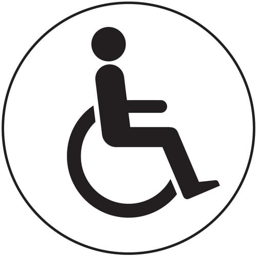 100mm dia Disabled symbol - Black on silver