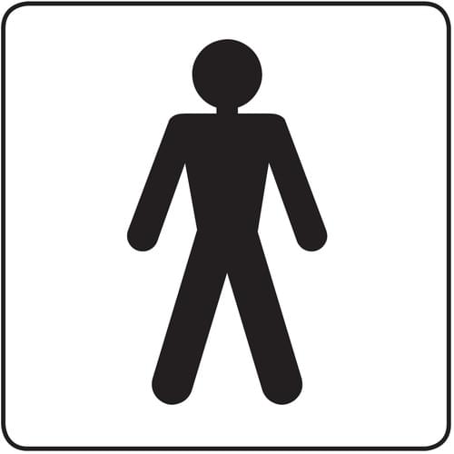 100x100mm Male symbol - Black on silver