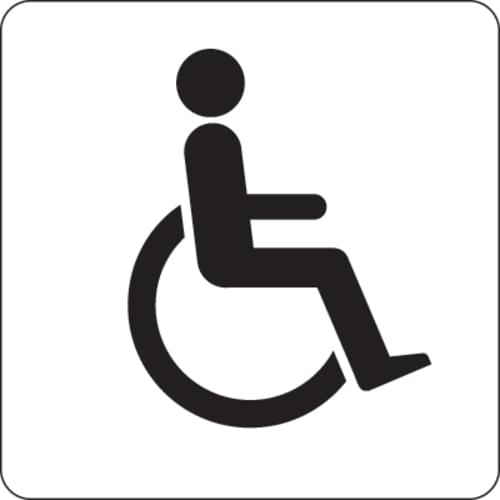 100x100mm Disabled symbol - Black on silver