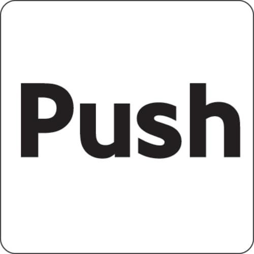 100x100mm Push - Black on silver