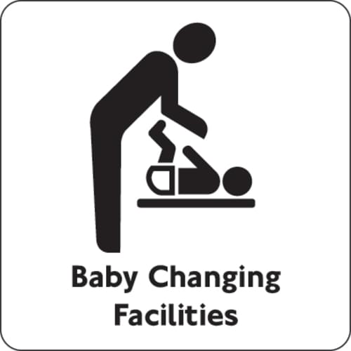 100x100mm Baby Changing Facilities - Black on silver