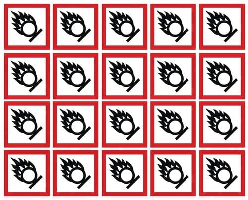 100x100mm Oxidising GHS Symbols 6 labels on a sheet