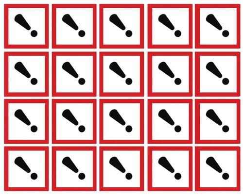 100x100mm Harmful/Irritant GHS Symbols 6 labels on a sheet