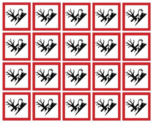 100x100mm Dangerous for the Environment GHS Symbols 6 labels on a sheet