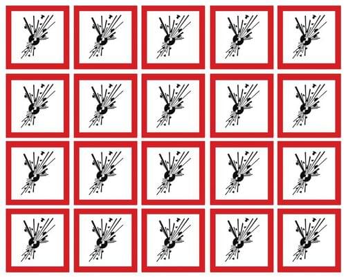 100x100mm Explosive GHS Symbols 6 labels on a sheet