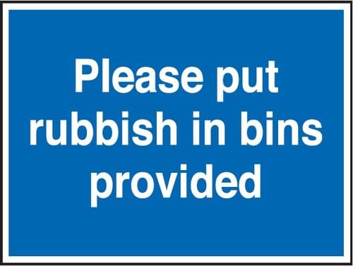 300x400mm Please put rubbish in bins provided - Rigid