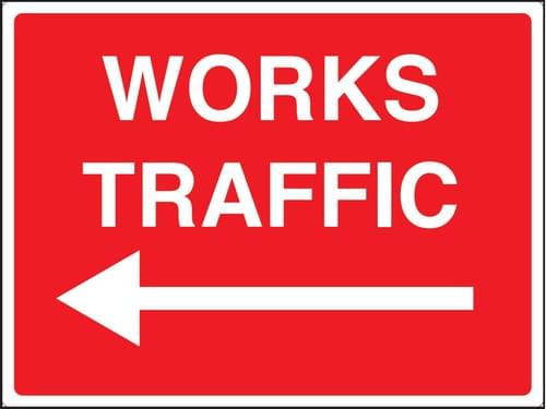 450x600mm Works traffic arrow left stanchion sign