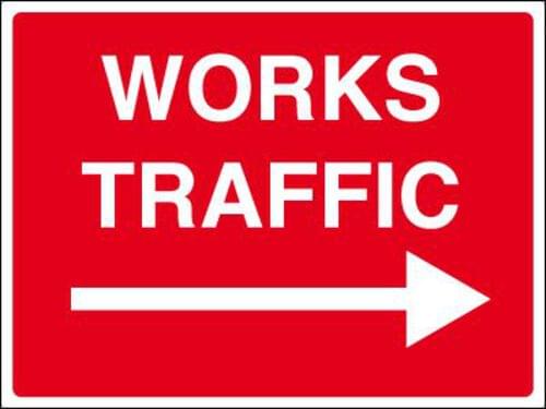 450x600mm Works traffic arrow right stanchion sign