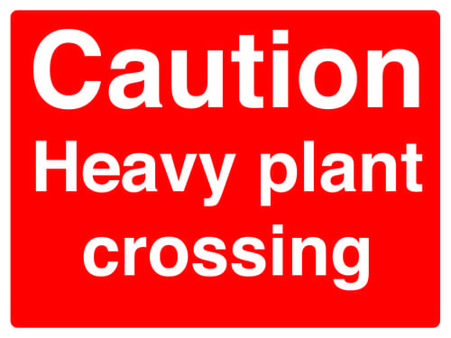 450x600mm Caution Heavy plant crossing stanchion sign