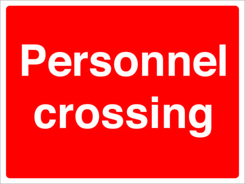 450x600mm Personnel crossing stanchion sign