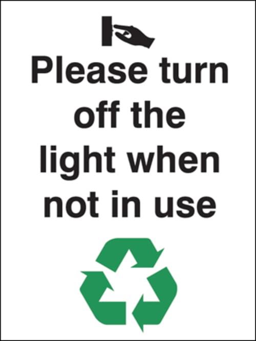 100x75mm Please turn off the lights when not in use Rigid