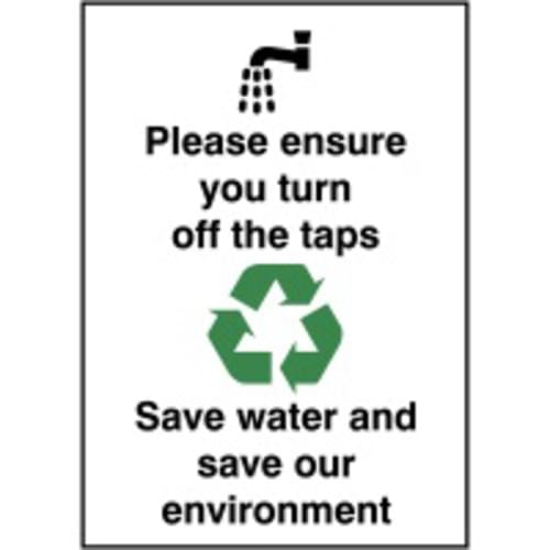 100x75mm Please ensure you turn off the taps save water Rigid