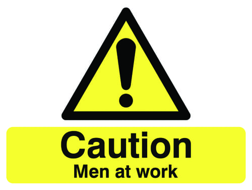 450x600mm Caution Men at work stanchion sign