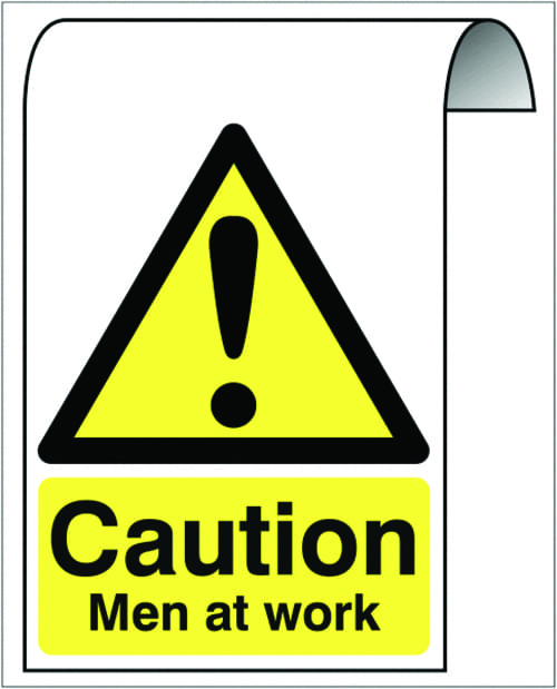 500X300mm Caution Men at work Roll Top Sign