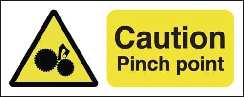 100x250mm Caution Pinch Point - Rigid