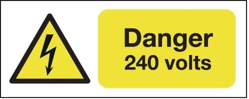 100x250mm Danger 240 Volts - Rigid