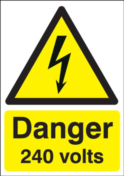297x210mm Danger 240 Volts - Rigid