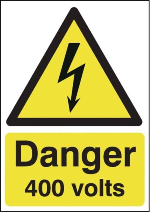 150x125mm Danger 400 Volts - Rigid