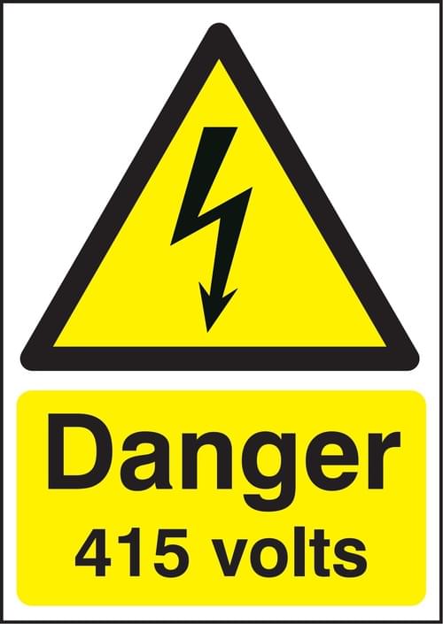 297x210mm Danger 415 Volts - Rigid