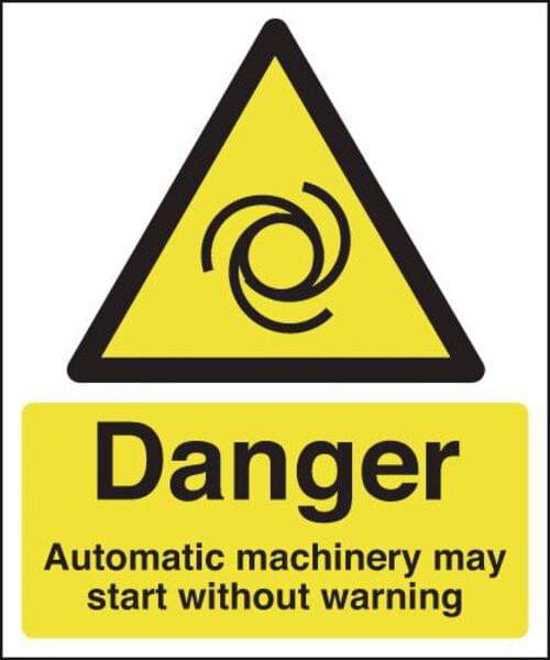 420x297mm Danger Automatic Machinery May Start Without Warning - Rigid