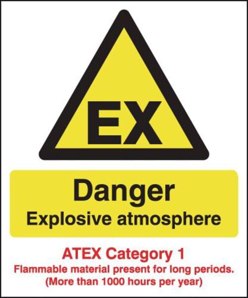 297x210mm Danger Explosive Atmosphere (ATEX Category 1) - Rigid