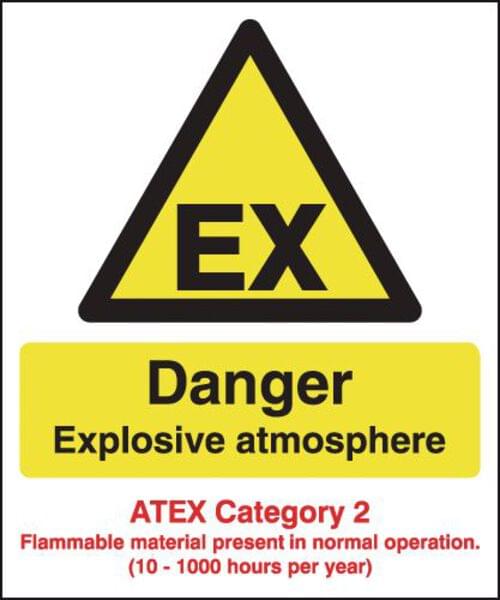 297x210mm Danger Explosive Atmosphere (ATEX Category 2) - Rigid
