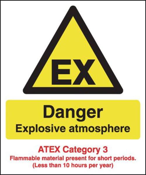 297x210mm Danger Explosive Atmosphere (ATEX Category 3) - Rigid