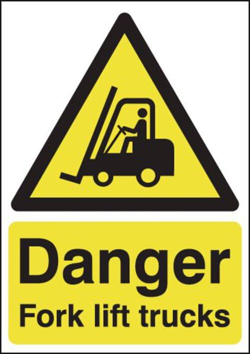 594x420mm Danger Forklift Trucks - Rigid