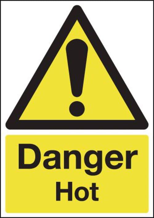 150x125mm Danger Hot - Rigid