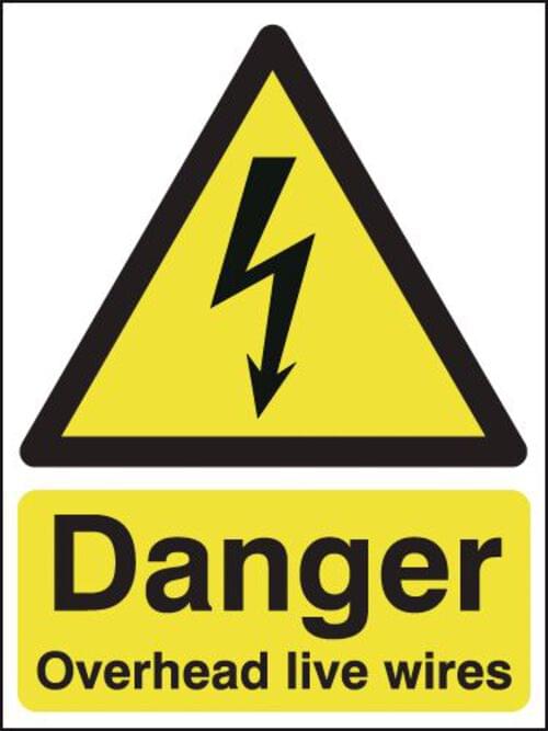 420x297mm Danger Overhead Live Wires - Rigid