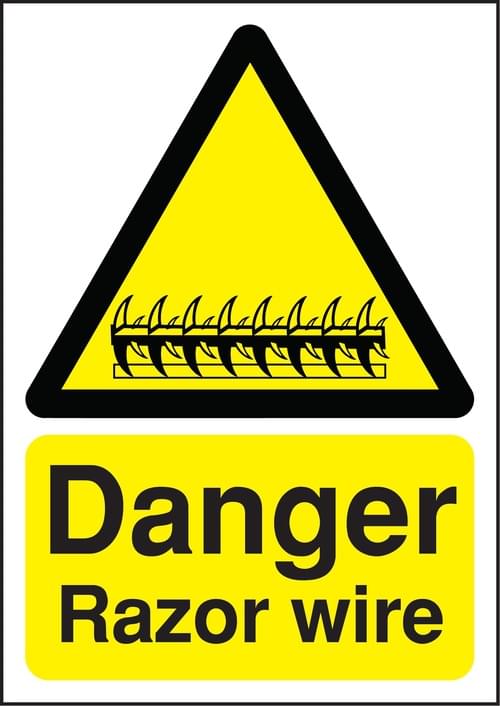 420x297mm Danger Razor Wire - Rigid