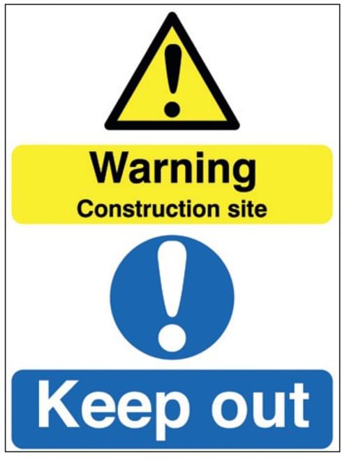 400x300mm Warning Construction Site Keep Out - Rigid