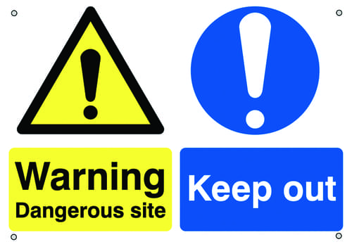 594x420mm Warning Dangerous Site Keep Out - Aluminium