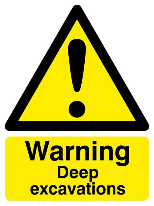 420 x 297mm Warning Deep Excavations - Rigid