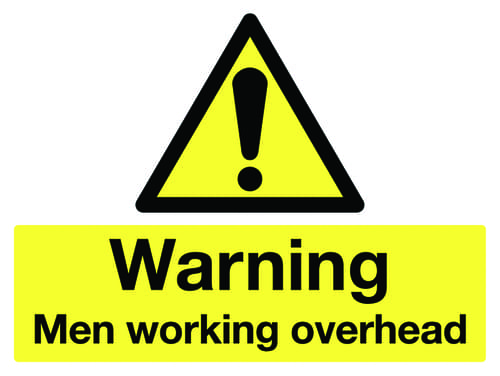 450x600mm Warning Men working overhead stanchion sign