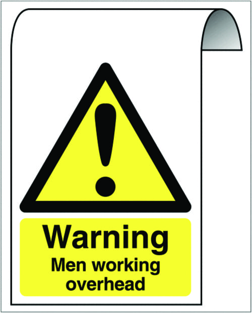 500X300mm Warning Men working overhead Roll Top Sign