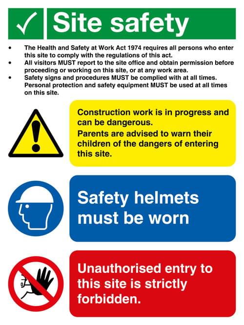 400x300mm Site Safety Legal Text Site Safety Board