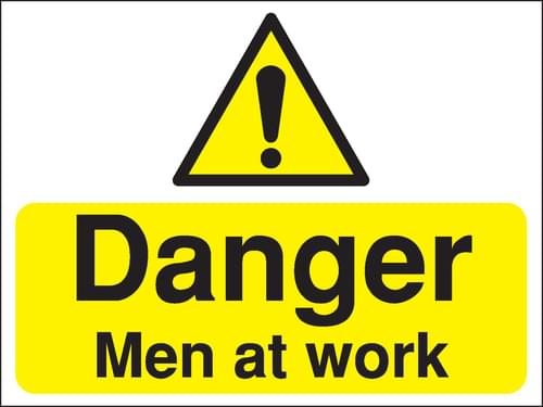 450x600mm Danger Men at work Construction Sign - Rigid