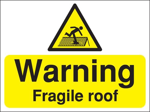 450x600mm Warning fragile roof Construction Sign - Rigid