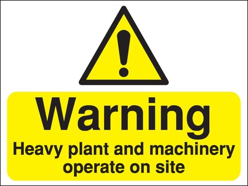 450x600mm Warning Heavy plant and machinery operating Construction Sign - Rigid
