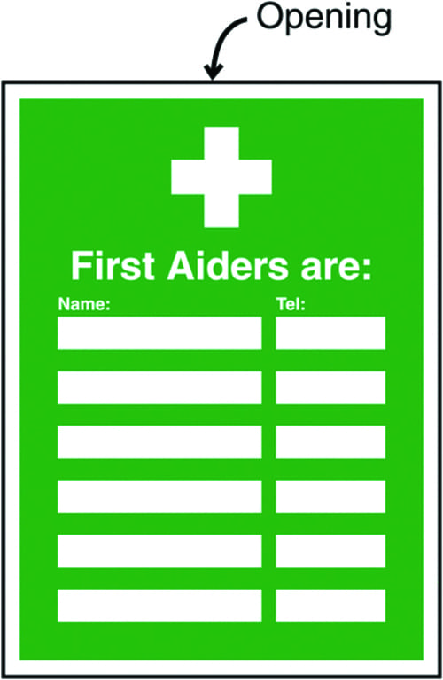 327x240mm First Aiders Are (Name & Telephone no) Insert Sign