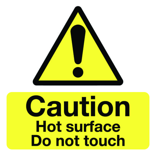 50x50mm Caution Hot Surface Do Not Touch - Pk of 10 Labels