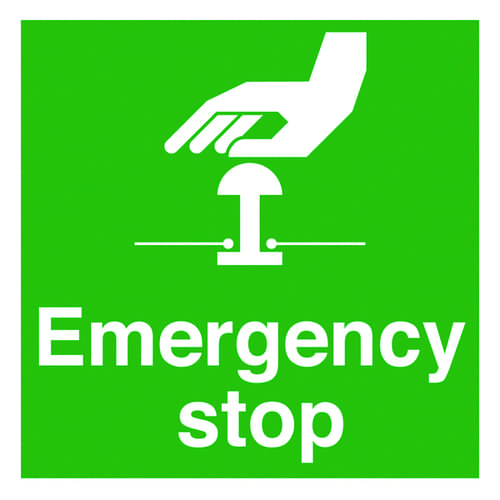 50x50mm Emergency Stop - Pk of 10 Labels