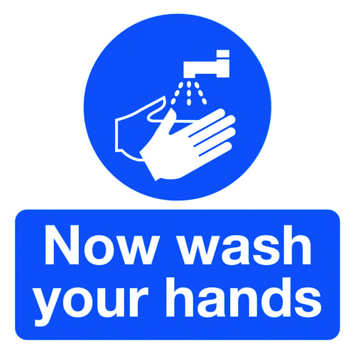 50x50mm Now Wash Your Hands - Pk of 10 Labels