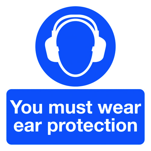 50x50mm You Must Wear Ear Protection - Pk of 10 Labels