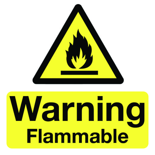 50x50mm Warning Flammable - Pk of 10 Labels