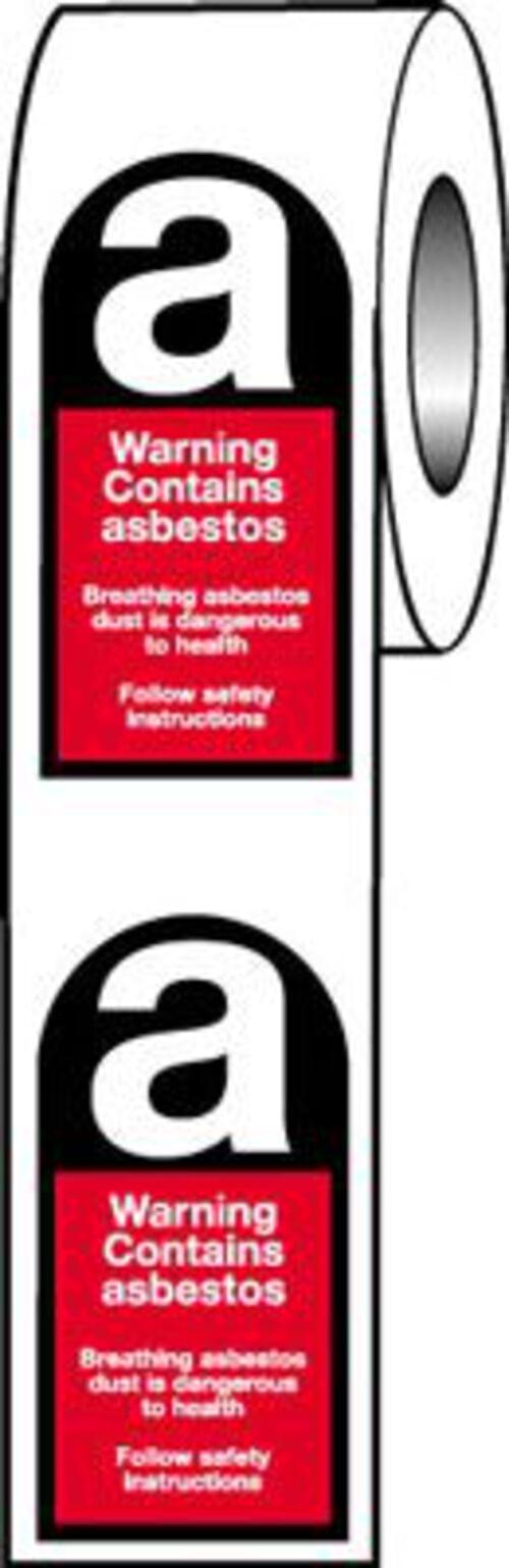 Roll of 250 - 52x26mm Warning Asbestos